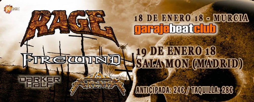 Rage vuelven a Madrid y Murcia en 2018 presentando su próximo álbum de estudio