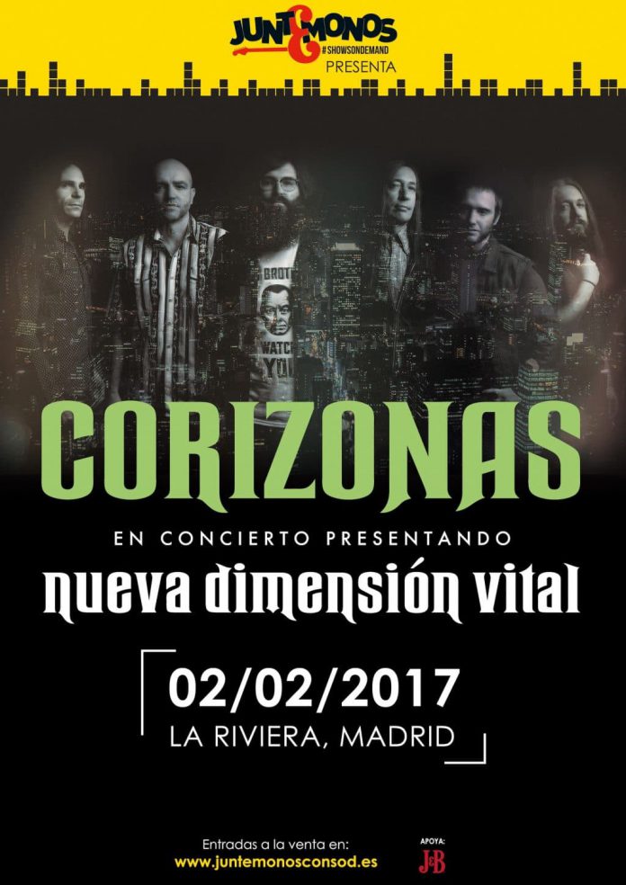 Cartel Juntemonos con Corizonas Corizonas actuarán en Madrid (La Riviera) el jueves 2 de febrero