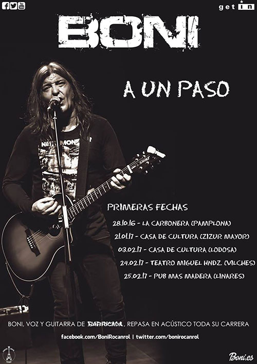 Boni Próximas fechas de la gira acústica de Boni