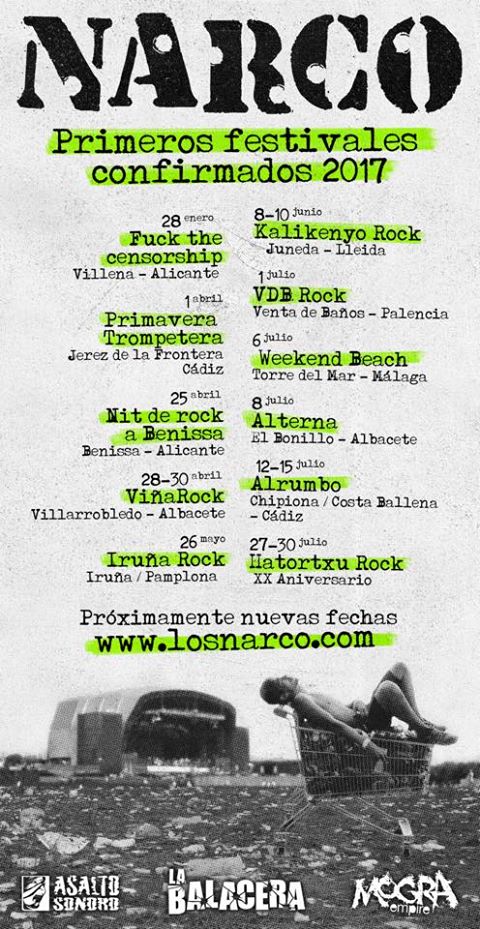 Nuevas fechas confirmadas de los Narco en festivales