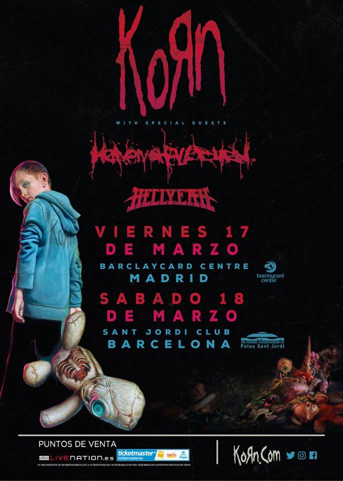 Korn Korn estará actuando en Madrid y Barcelona en el mes de marzo