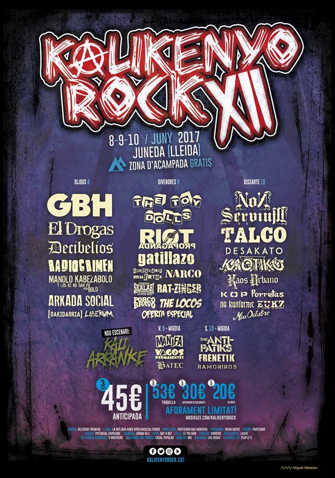 Kalikenyo Rock Distribución por días del Kalikenyo Rock y cartel definitivo