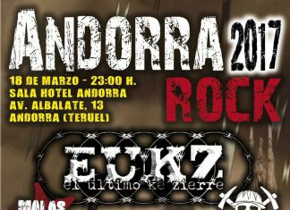 Cartel del II Festival Andorra Rock el próximo 18 de marzo en Andorra (Teruel)