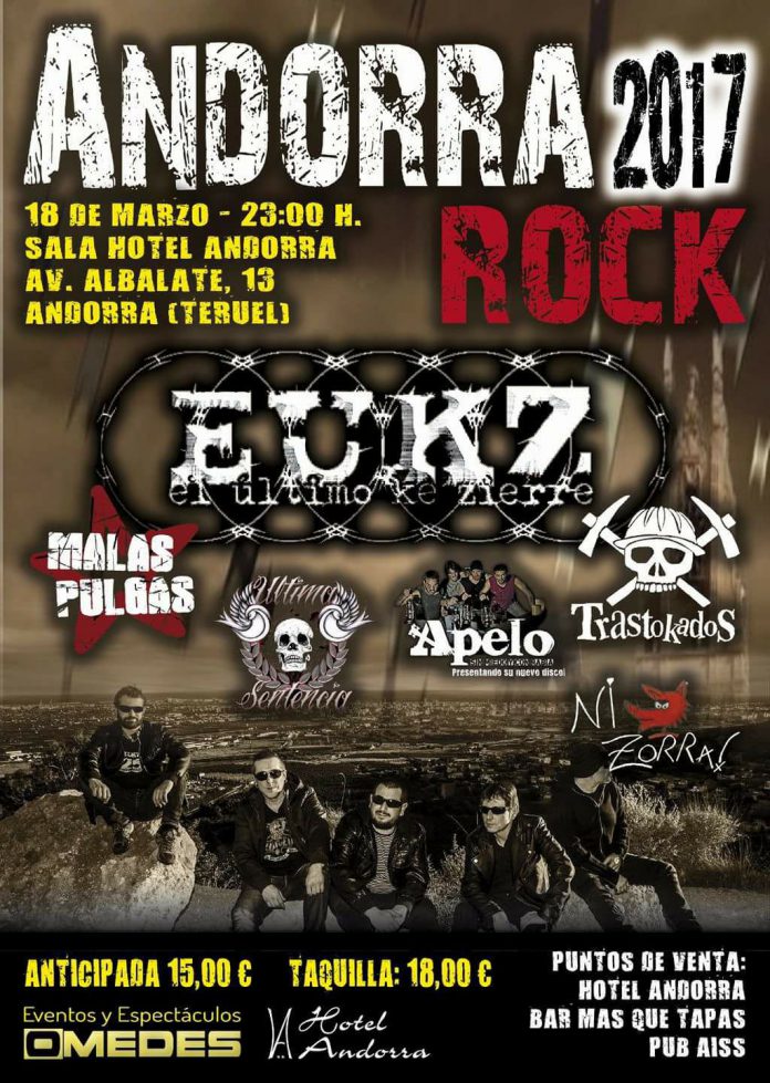Cartel del II Festival Andorra Rock el próximo 18 de marzo en Andorra (Teruel)