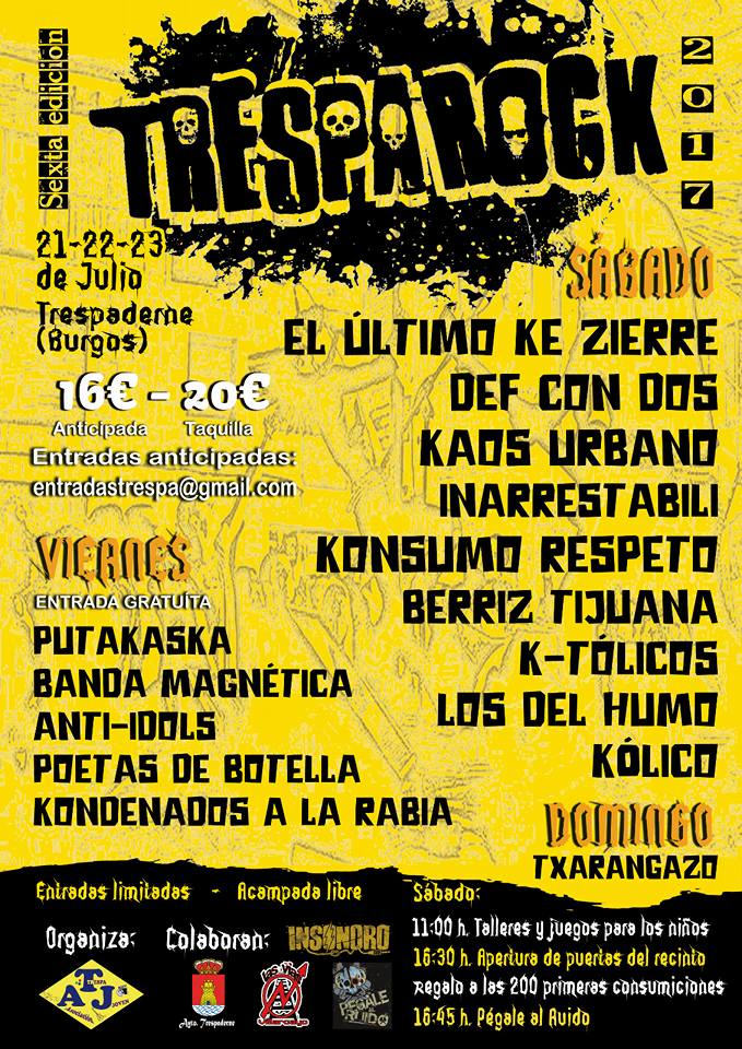 Cartel completo del VI festival Tresparock en Trespaderne (Burgos)