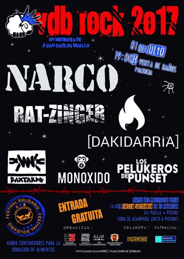 vdb rock Cartel del festival solidario vdb Rock 2017 en Venta de Baños (Palencia)