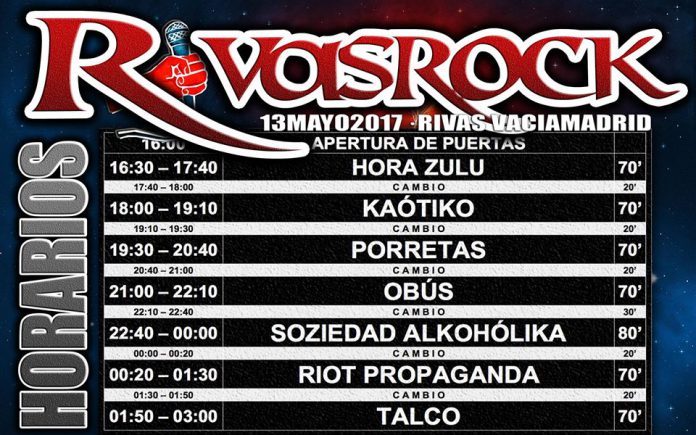 Rivas Rock Horario definitivo de actuaciones del Festival Rivas Rock 2017