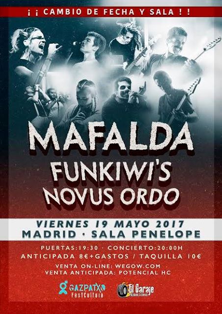 Mafalda Se aplaza el concierto de Mafalda de este próximo sábado en Madrid al 19 de mayo