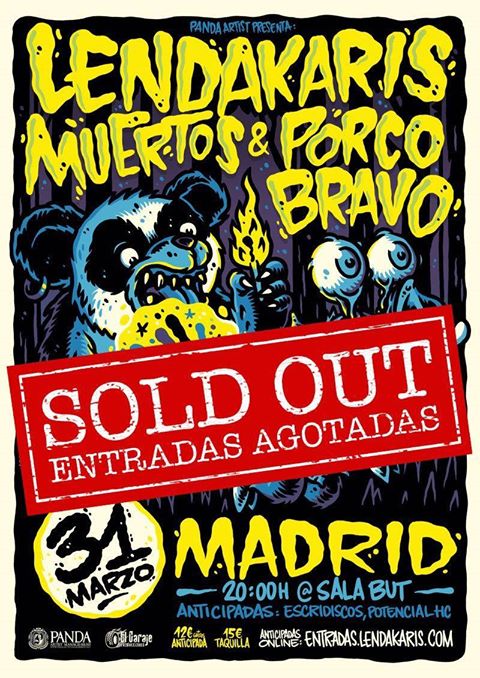 Lendakaris Muertos Entradas agotadas para el concierto de Lendakaris Muertos y Porco Bravo en Madrid