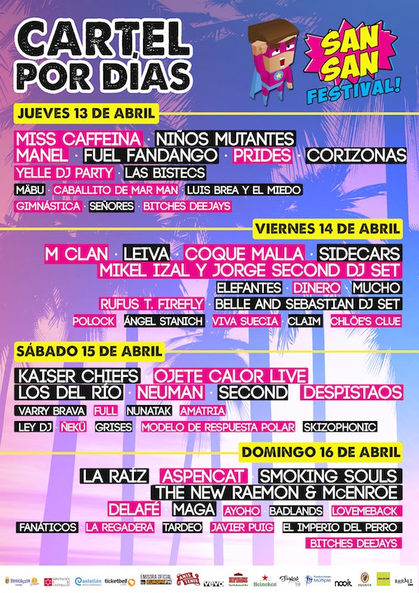 Sansan Festival Distribución por días del Sansan Festival 2017 de Benicàssim (Castellón)