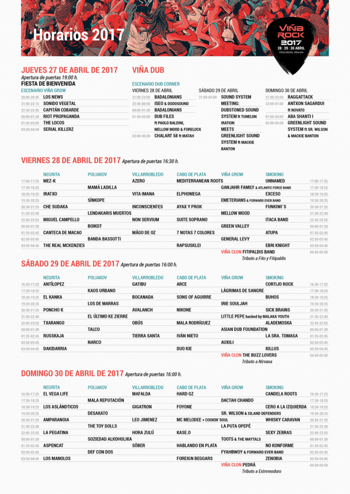 Viña Rock Horarios de actuaciones del Viña Rock 2017