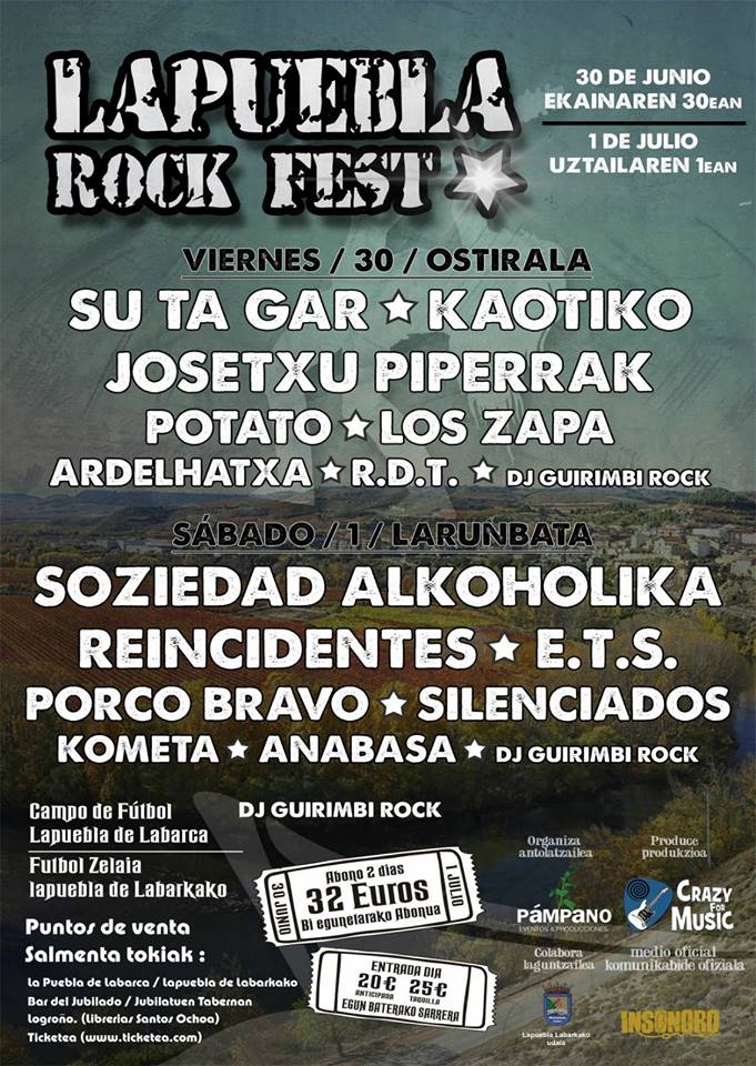 Lapuebla rock fest Cartel definitivo de Lapuebla Rock Fest de Lapuebla de Labarca (Álava)