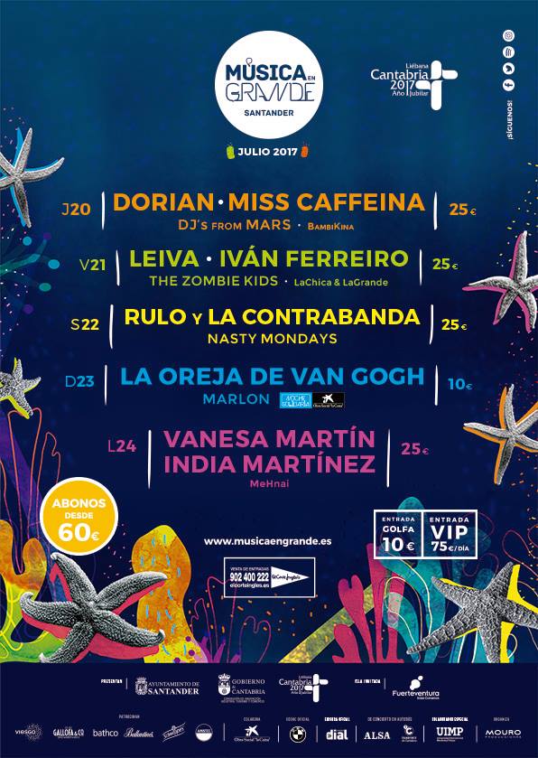 Musica Grande Cartel definitivo de la próxima edición del festival Música en Grande de Santander