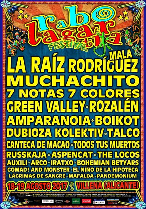 Rabolagartija Festival Cartel completo del Rabolagartija Festival 2017 de Villena, Alicante