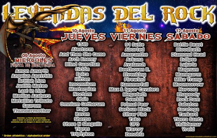 Leyendas del rock Distribución por días del Festival Leyendas del Rock de Villena