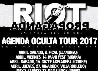 Próximas fechas confirmadas de Riot Propaganda presentando su nuevo disco "Agenda Oculta"