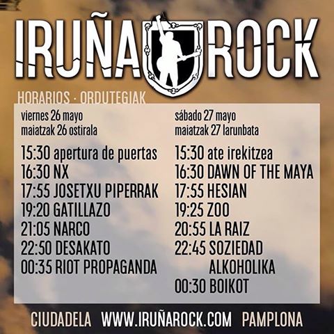 Iruña Rock Horarios definitivos del Festival Iruña Rock 2017