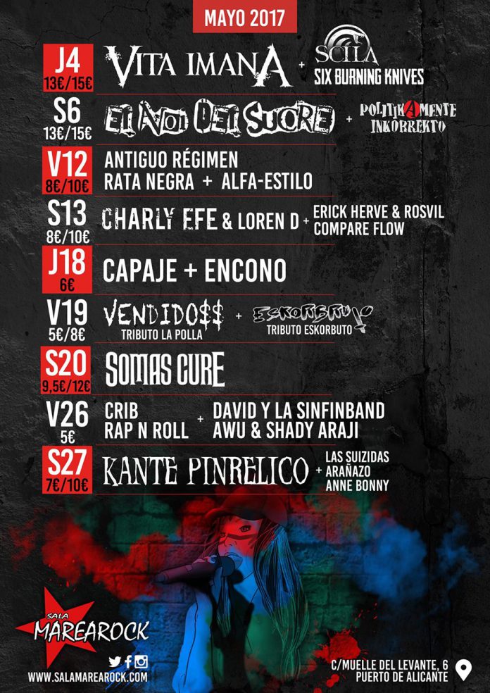 Sala Marearock Programación para el mes de Mayo en la Sala Marearock de Alicante