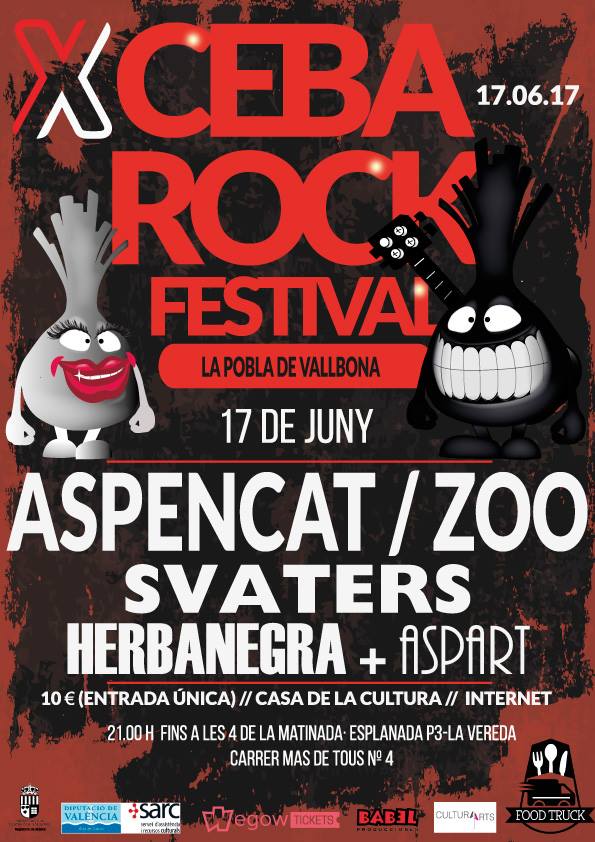 Zoo y Aspencat encabezarán el Ceba Rock 2017 de La Pobla de Vallbona, Valencia