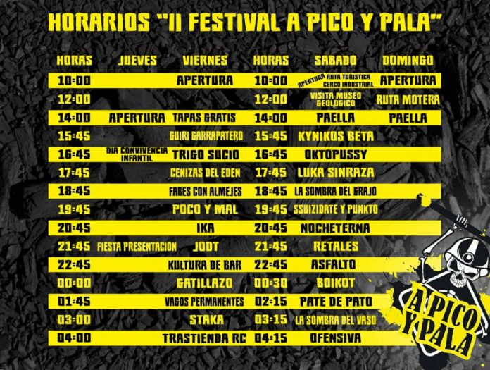 A pico y pala Horarios definitivos del Festival A Pico y Pala de Peñarroya - Pueblonuevo (Córdoba)
