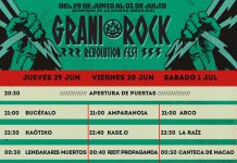 Horarios del Festival Granirock 2017 de Quintana de la Serena, Badajoz