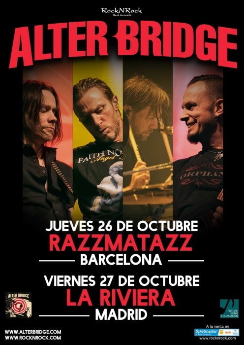 Alter Bridge visitarán Barcelona y Madrid durante su gira europea en octubre