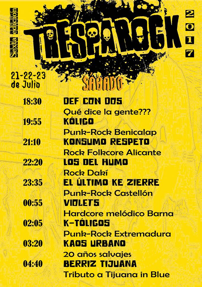 Tresparock Horarios confirmados del VI Festival Tresparock de Trespaderne, Burgos