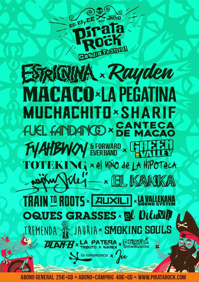 Pirata Rock Horarios definitivos de la primera edición del Festival Pirata Rock de Gandía