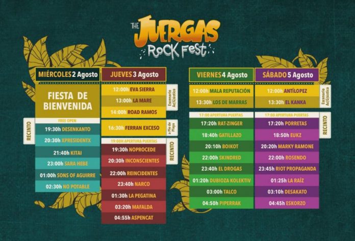 Juergas Rock Horarios confirmados del Juergas Rock 2017 de Adra, Almería