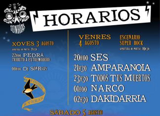 Horarios de las actuaciones del Festival Sonrías Baixas 2017 de Bueu, Galicia