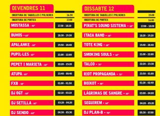 Horarios de actuaciones del Festival Festiuet de Valls, Tarragona