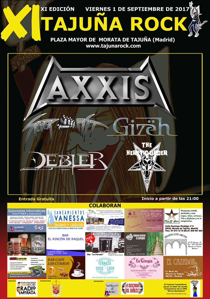 Tajuña Rock Cartel y horarios del XI Festival Tajuña Rock de Morata de Tajuña, Madrid