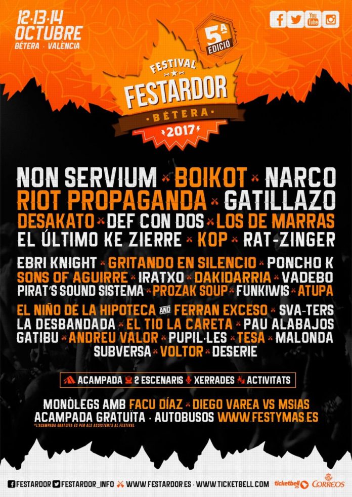 Cartel definitivo de la próxima edición del festival Festardor de Bétera, Valencia