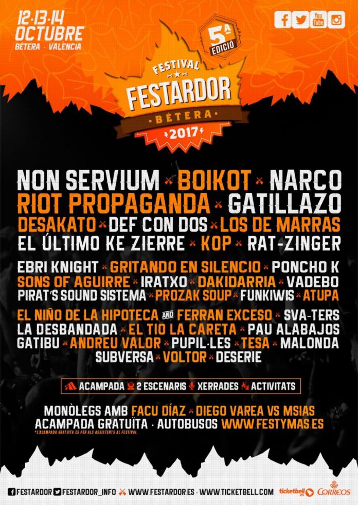 Festador Cartel definitivo de la próxima edición del festival Festardor de Bétera, Valencia