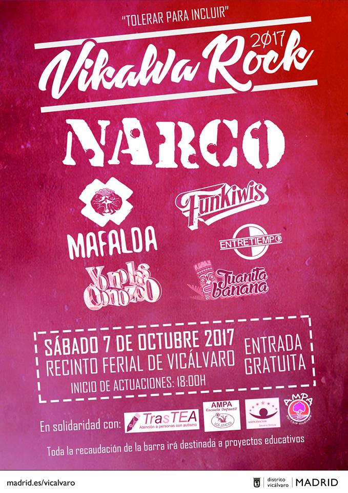 Vikalvarock Cartel completo del III festival Vikalvarock en el distrito madrileño de Vicálvaro