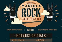 Horarios de actuaciones del festival Mariola Rock Solidari de Banyeres de Mariola, Alicante