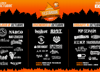 Distribución de actuaciones por días del festival Festardor 2017 de Bétera, Valencia