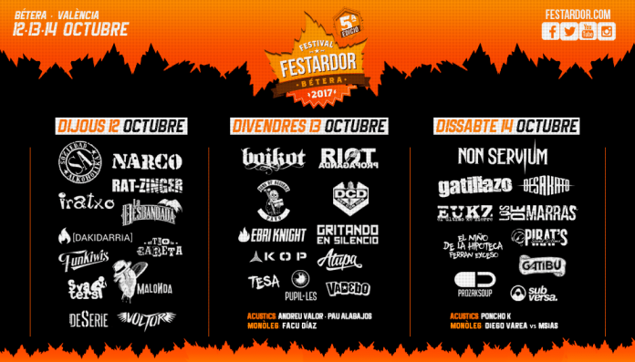 Festardor Distribución de actuaciones por días del festival Festardor 2017 de Bétera, Valencia