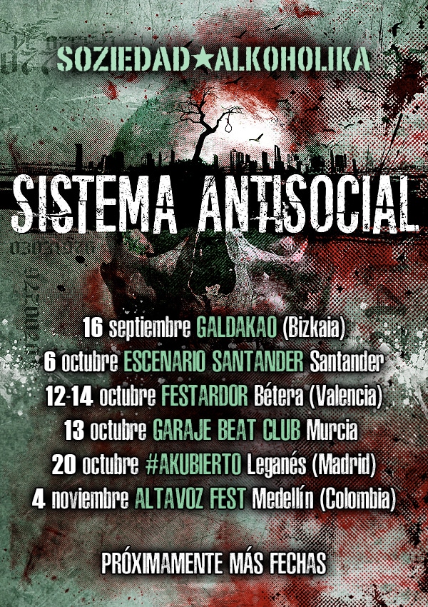 Soziedad Alkoholika Nuevas fechas de Soziedad Alkohólika presentando su último disco