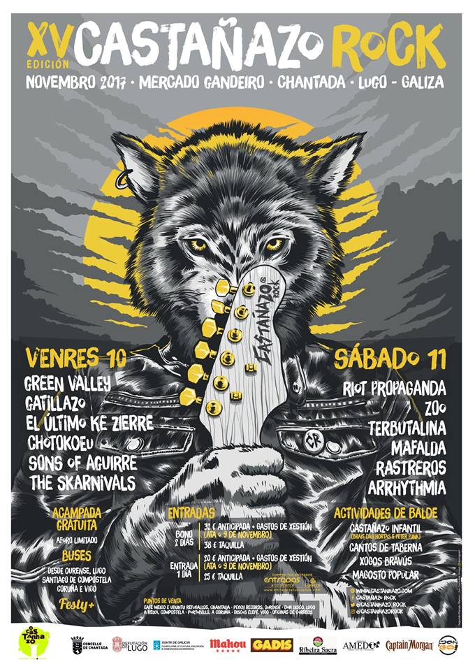 Castañazo Rock Cartel completo de la XV edición del festival Castañazo Rock de Chantada, Lugo