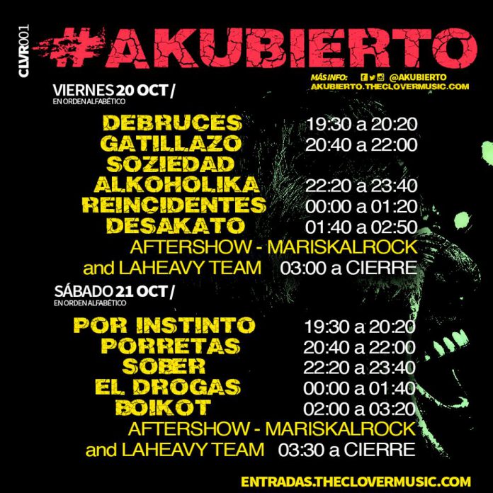 Akubierto Horarios de actuaciones del Festival Akubierto de Leganés, Madrid