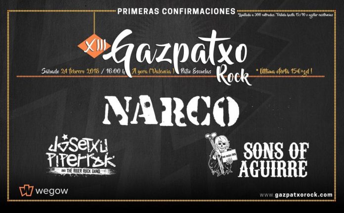 Gazpatxo Rock Narco, Josetxu Piperrak y Sons of Aguirre es el primer avance del festival Gazpatxo Rock 2018