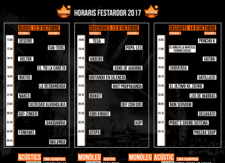 Horarios de actuaciones del festival Festardor de Bétera, Valencia