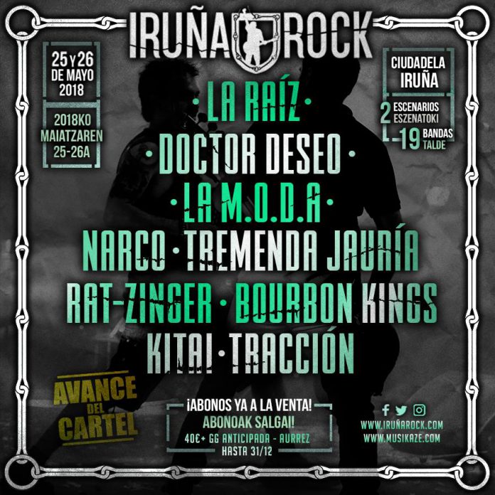 Iruña Rock La Raíz, Doctor Deseo y La M.O.D.A. entre las primeras confirmaciones para el Iruña Rock 2018
