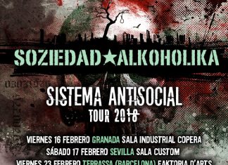 Próximas fechas de SOZIEDAD ALKOHÓLIKA en 2018 presentando Sistema Antisocial