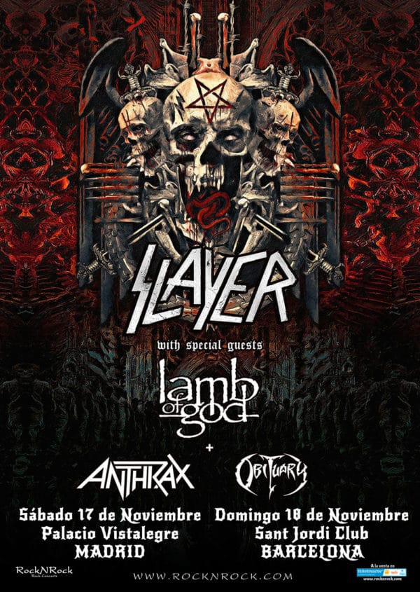 Entradas agotadas para Slayer en Barcelona. Aún quedan entradas para Madrid Entradas agotadas para Slayer en Barcelona. Aún quedan entradas para Madrid