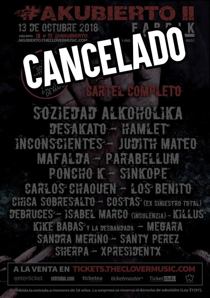 Se cancela festival Akubierto 2 que se iba a celebrar en Madrid