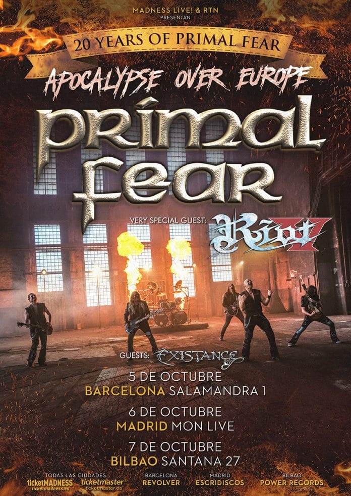Primal Fear Primal Fear en Barcelona, Madrid y Bilbao en octubre de 2018