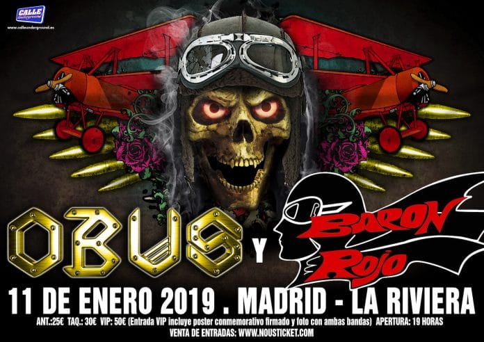 Obus y Barón Rojo en La Riviera Obus y Barón Rojo en Madrid en enero de 2019: entradas y más información