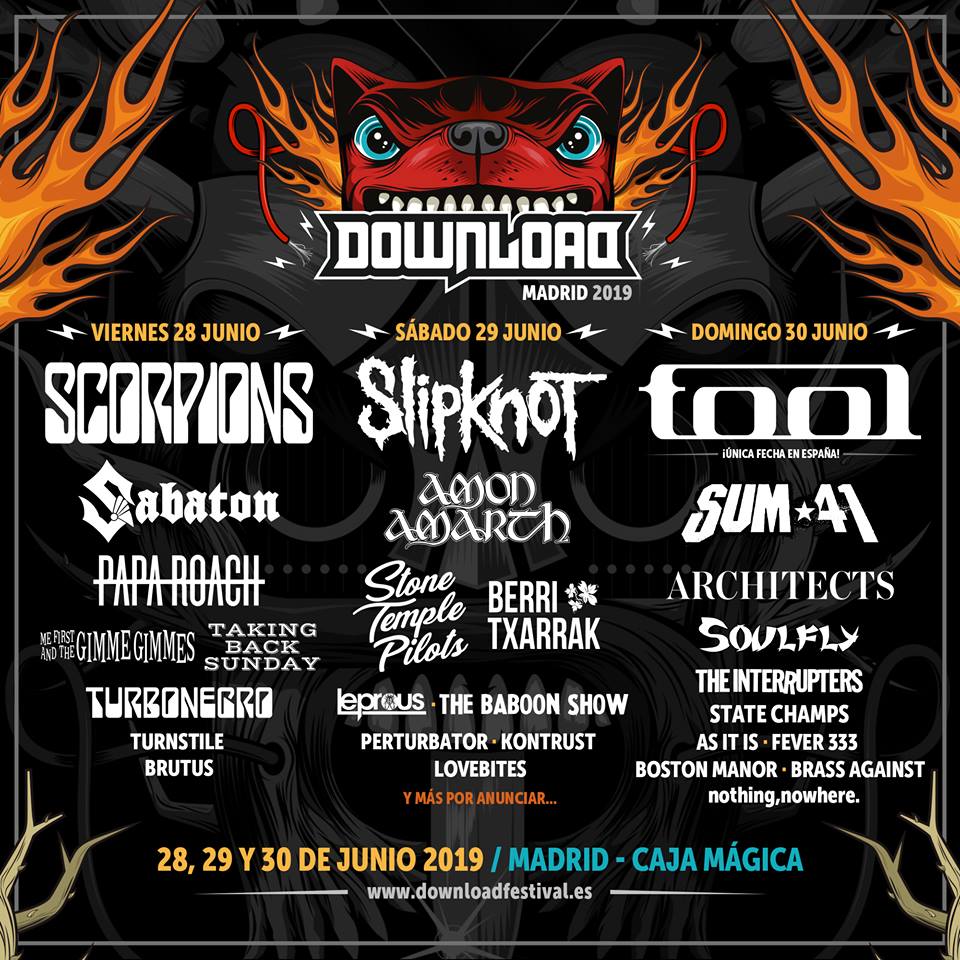 PAPA ROACH y BERRI TXARRAK al DOWNLOAD FESTIVAL 2019 de Madrid